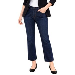 Talbots Signature Dark Wash Flare Ankle Denim Trousers 12 High Rise Classic 
W
